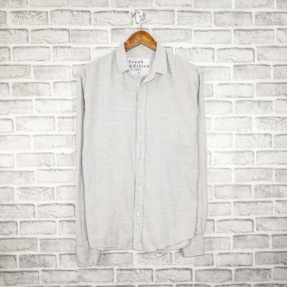 FRANK & EILEEN Button up Shirt Gray dot Print Cotton Flannel Size Small - Picture 2 of 6
